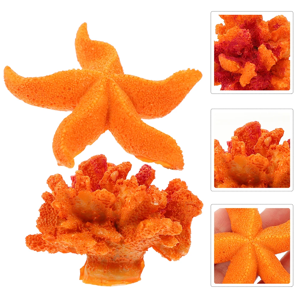 

4Pcs Resin Coral Ornament Set Enhanced Simulation Artificial Coral Reef for Fish Tank Decor Desktop Aquarium Landscape