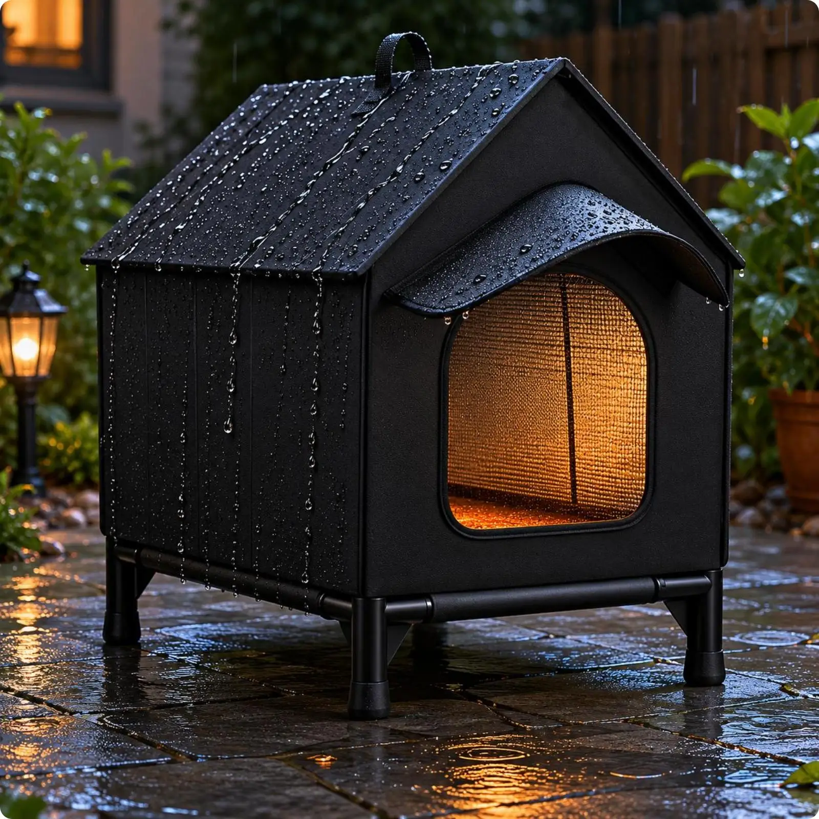 Weatherproof Pet House Slanted Roof Raised Floor Pet House Easy to Assemble