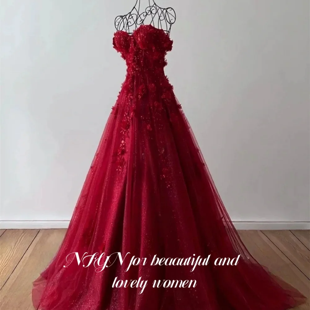 NFYN Purple Special Occasion Dress 3D Flowers Sweetheart Appliques Lace Formal Gown Off the Shoulder Evening Dresses Customized