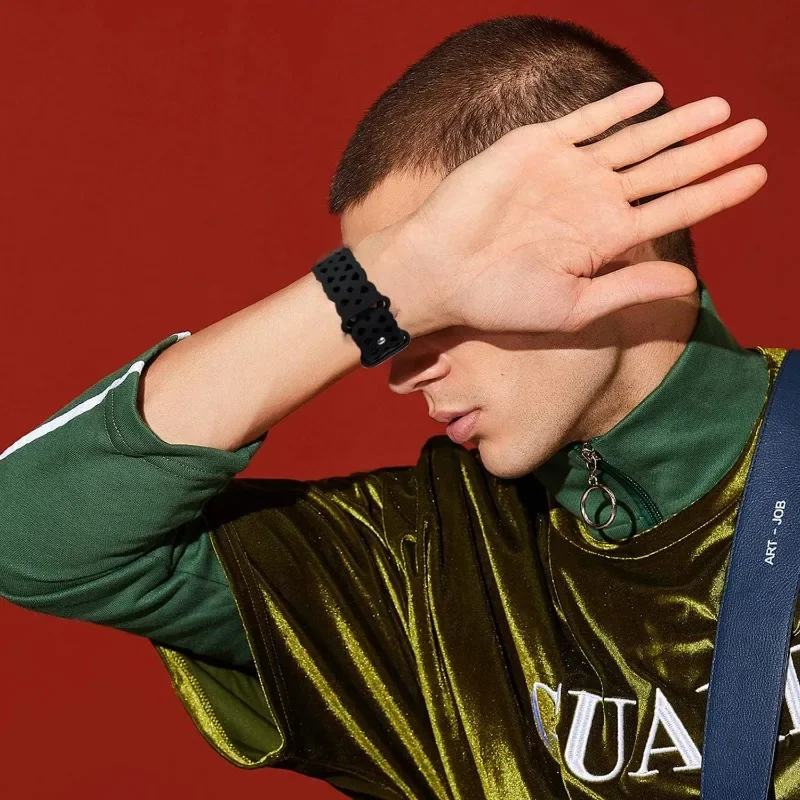 Breathable Silicone Band for Apple Watch Series Ultra 10 9 8 7 6 SE 5 4 correa Bracelet IWatch Strap 40mm 44 42 46 41 45 49 38mm