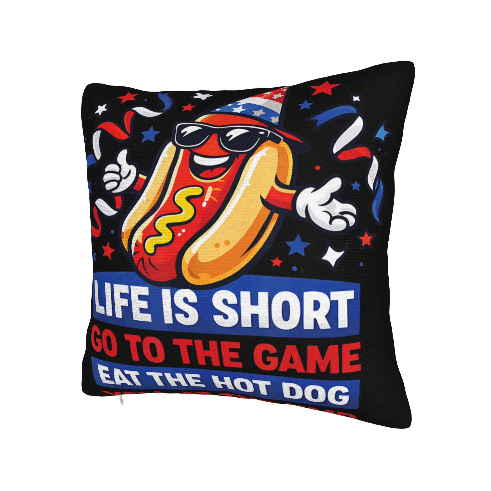 Decorative Pillowcases Life is Short Go to The Game Eat The Hot Dog Yell At The Ump Product Home Pillow Case Square Multi Size