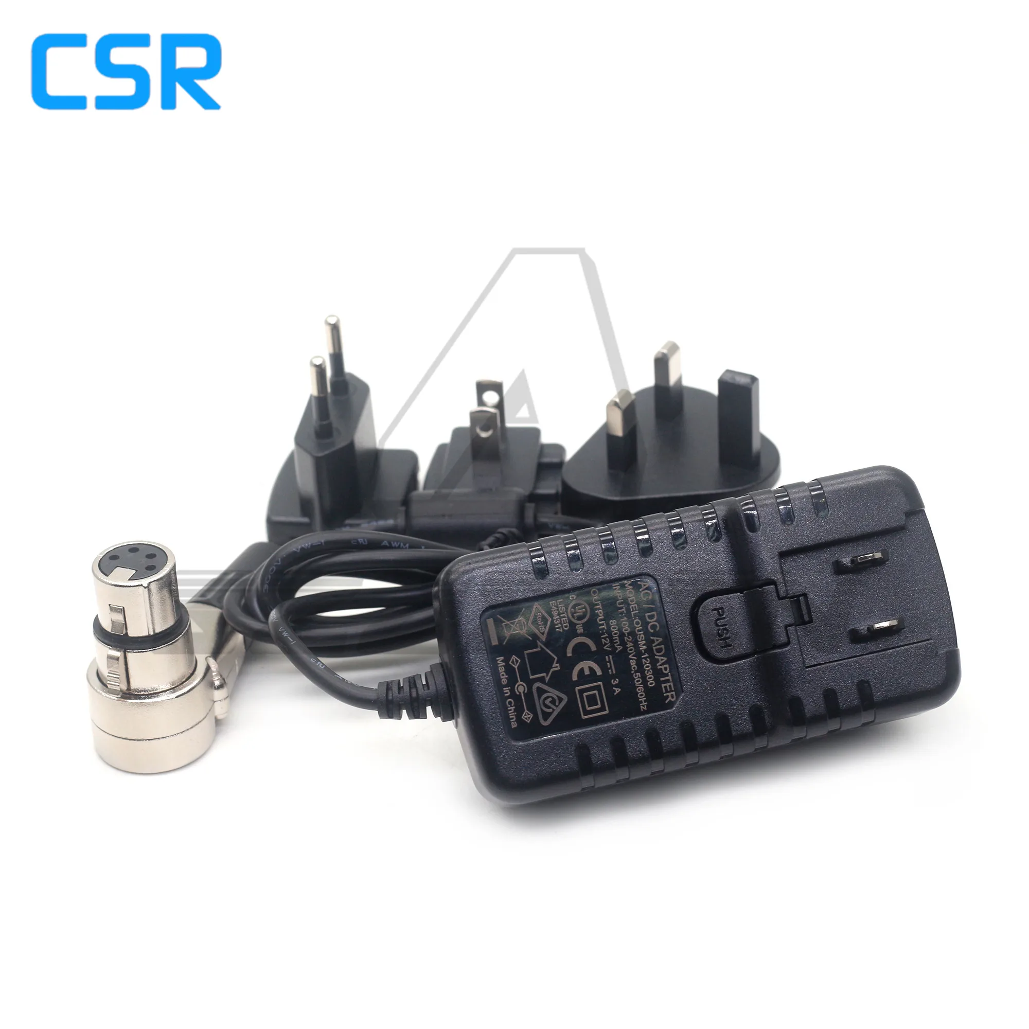 Xlr 4-Pin Right Angle Female 100V-240V Power Adapter Output 12V 3A For Monitors, Cameras, Sound Equipment