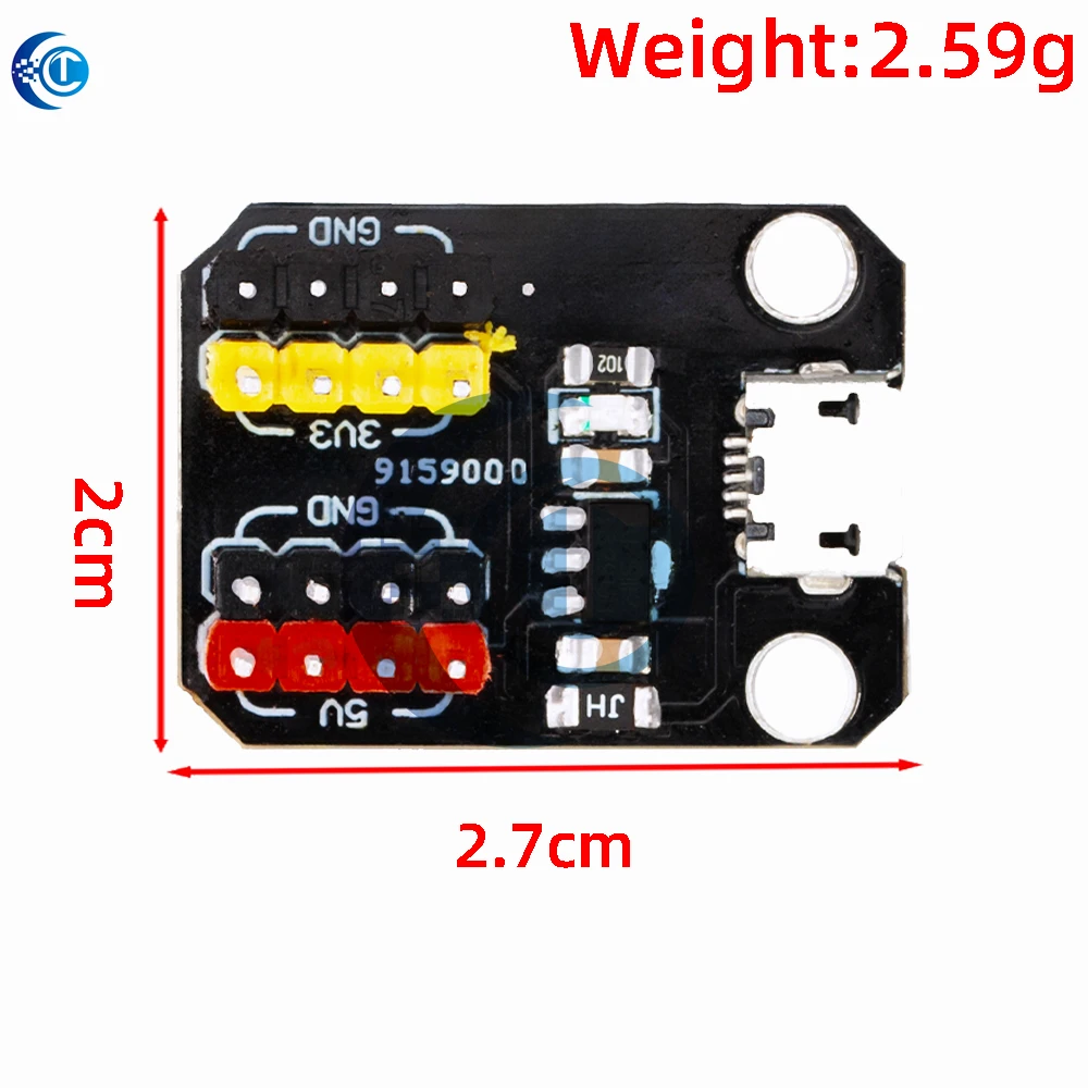 AMS1117 وحدة منظم الجهد القابلة للتعديل |   مصدر طاقة مزدوج الإخراج 3.3 فولت/5 فولت مع مدخل USB Micro-B لـ Arduino