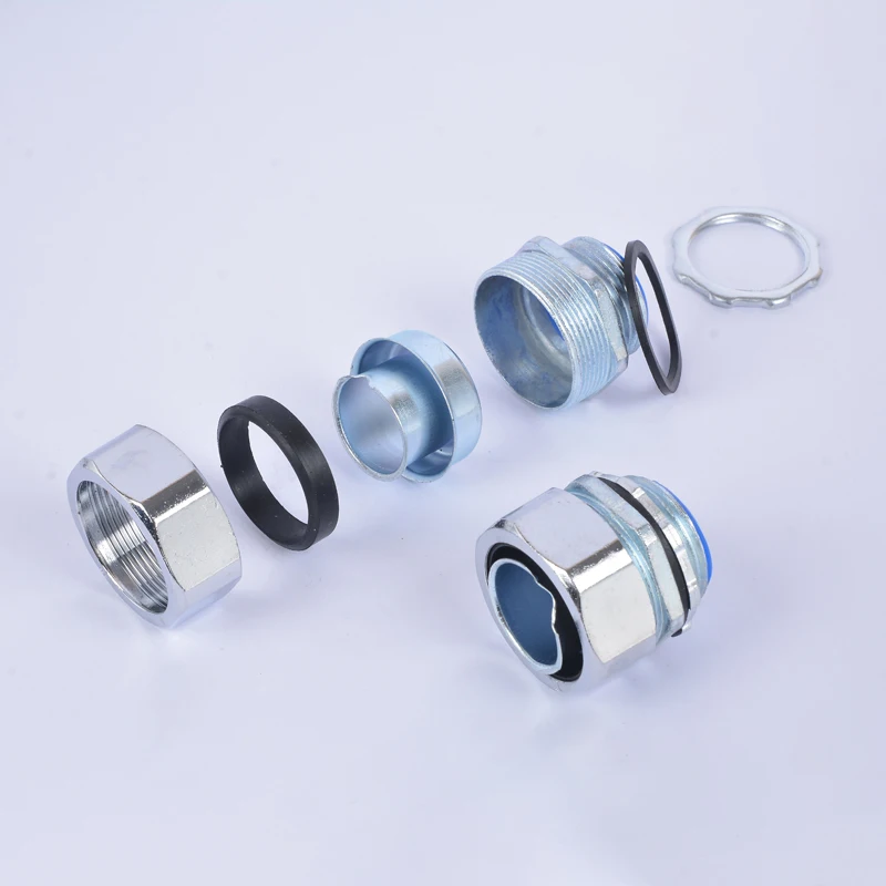 1PCS Plastic Coated Galvanized Metal Hose Joint Threaded Corrugated Pipe Head Connector 1/2