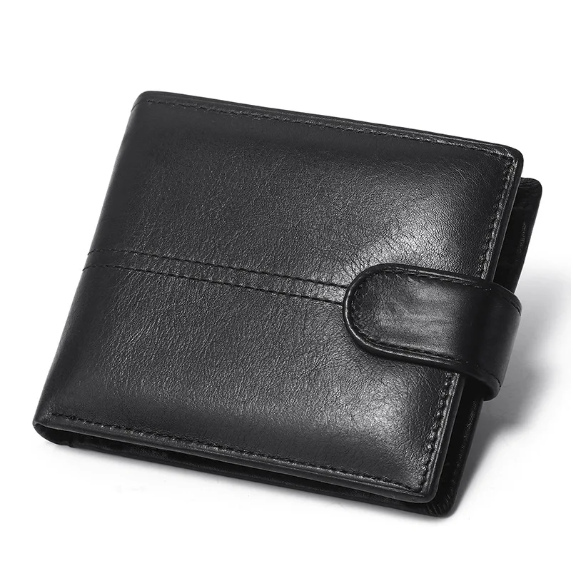 2024 New Fashion Genuine Leather Men Short Wallets Real Leather Male Luxury Brand Clutch Boy Gift Cash Purse Card Holder Wallet