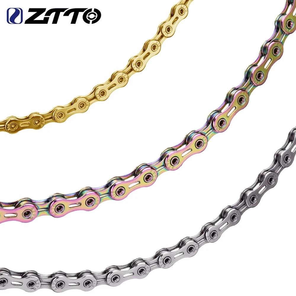 ZTTO Golden Oil Slick 12 Speed Bike Chain 126 Links Hollow Light Weight Durable MTB Road 12S 12v Bicycle Current 12 Speed Chains