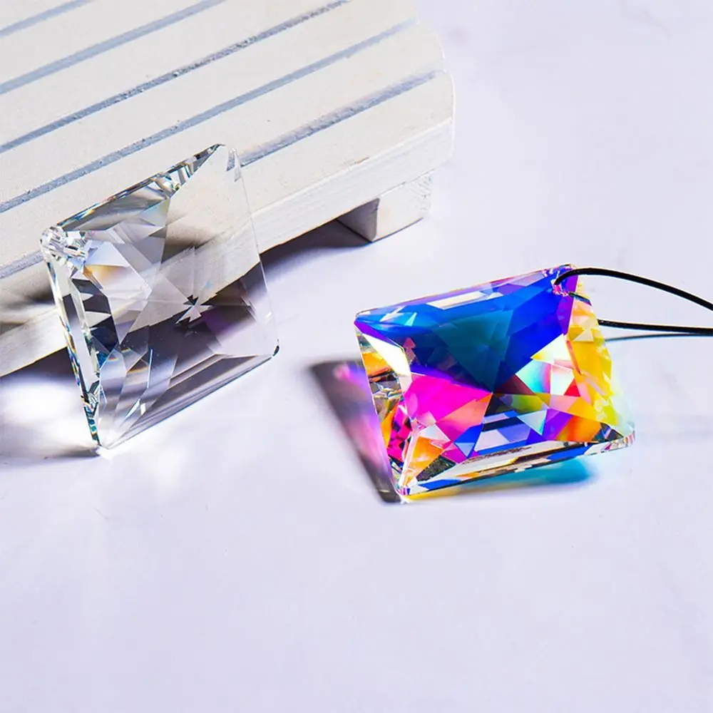 

2 шт., 68 мм, квадратная хрустальная люстра от солнца AB, цвет, ручная работа, подвеска с колокольчиками, сделай сам, поделки, призма, люстра «Ловец солнца»