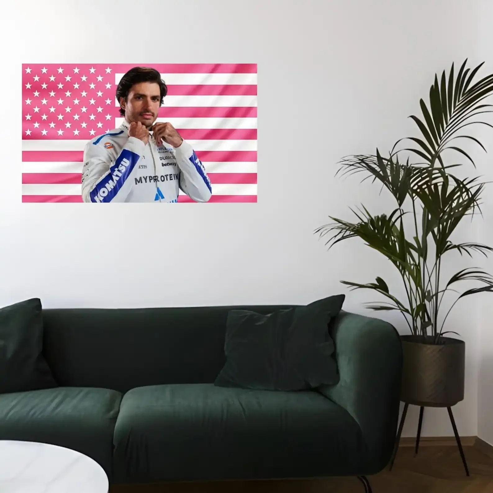 C-Carlos S-Sainz Pink American Flag Flaga Tapestry Garage Decoration for Bedroom Funny Flags Home Decor Items Wall Art Room the