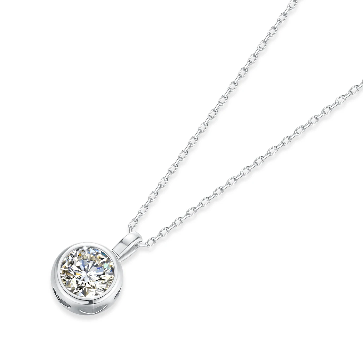 18K Gold 1 Carat Moissanite Pendant Real AU750 Minimalist Style Woman Solitaire Choker Engagement Wedding Gift Fine Jewelry view 3