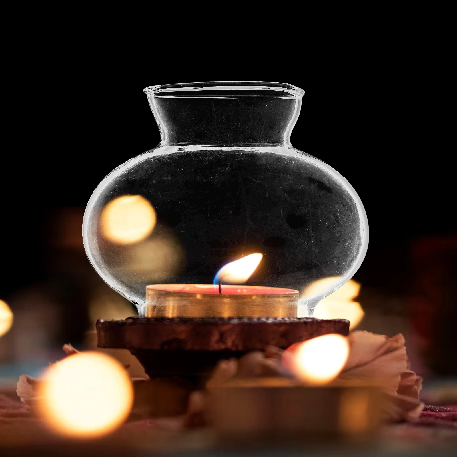 Windproof Lampshade Clear Oil Cover Retro Decor Candlestick Glass Light DIY Small