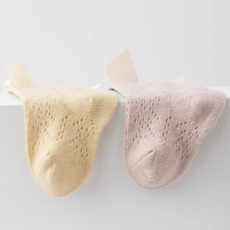 3Pair/lot New Large Bow Summer Thin Long Tube Girl Baby Socks