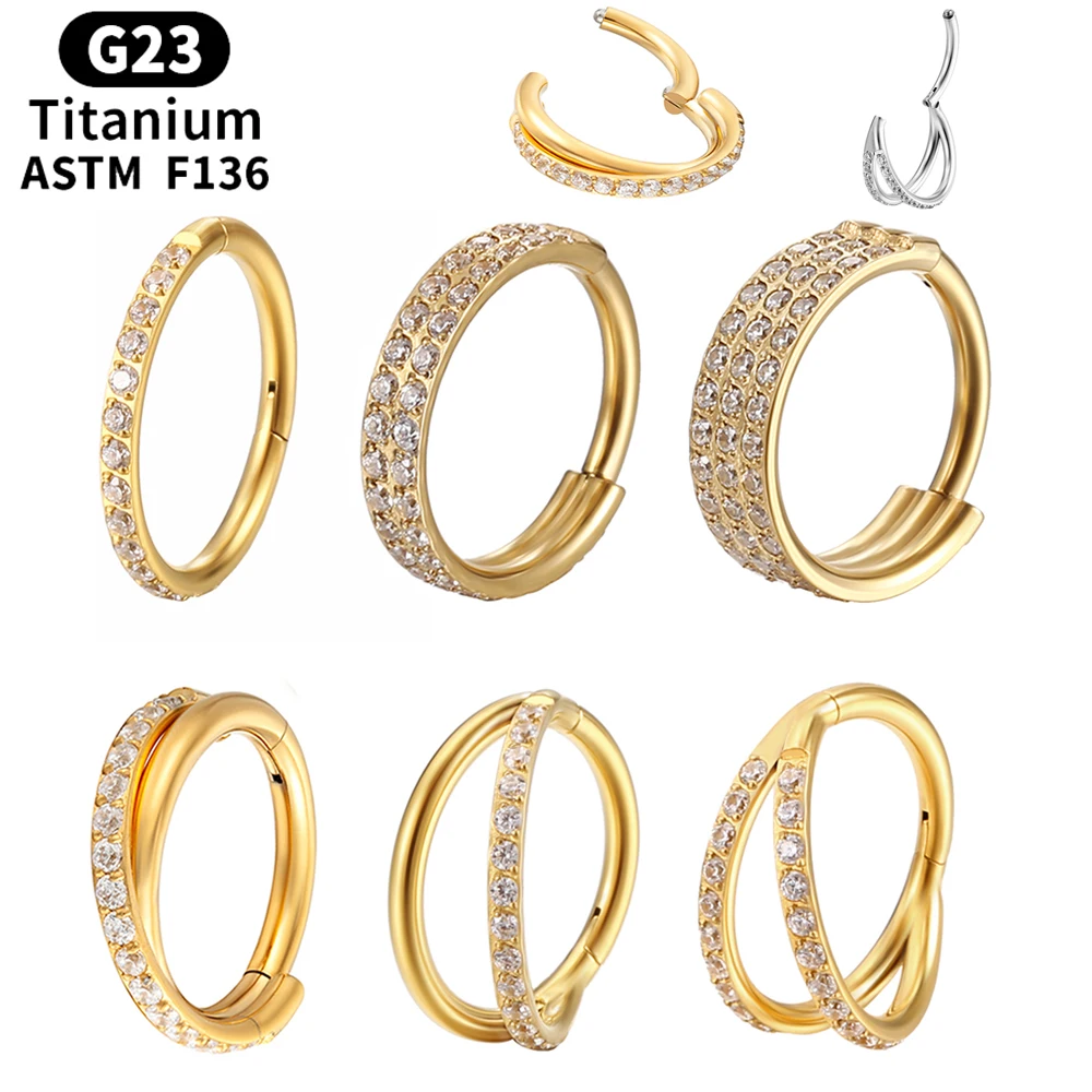 G23 티타늄 피어싱 코 링 여성용, ASTM F136 바디 쥬얼리, 연골 이주 다이어프램, 티타늄 힌지 후프 귀걸이
