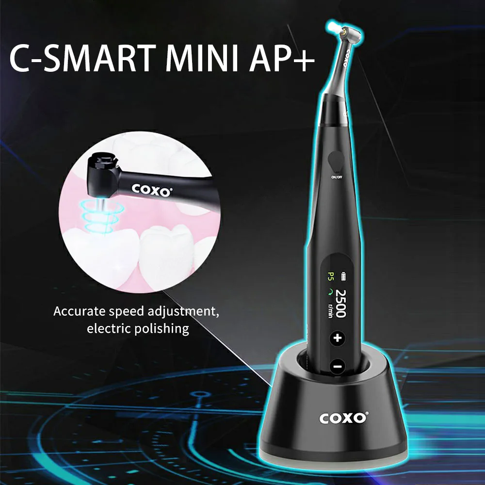 

COXO C-SMART MINI AP+ Бесщеточный эндодвигатель Локатор вершины и эндодонтическая обработка Бесконтактная зарядка, 4 режима работы