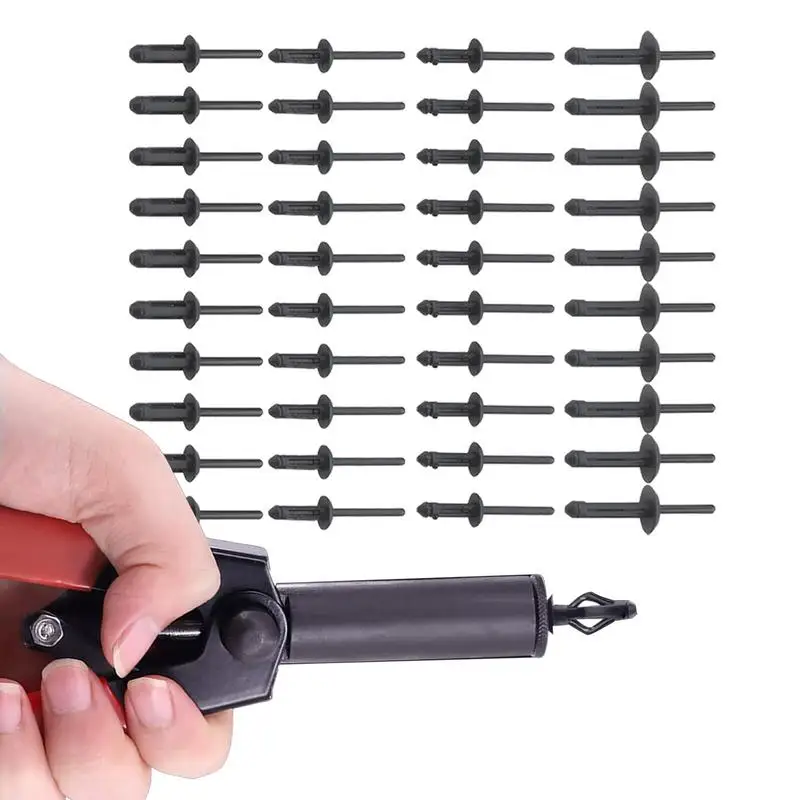 Ferramenta de rebitagem automotiva com rebites cegos de nylon, rebitador manual para 40pcs