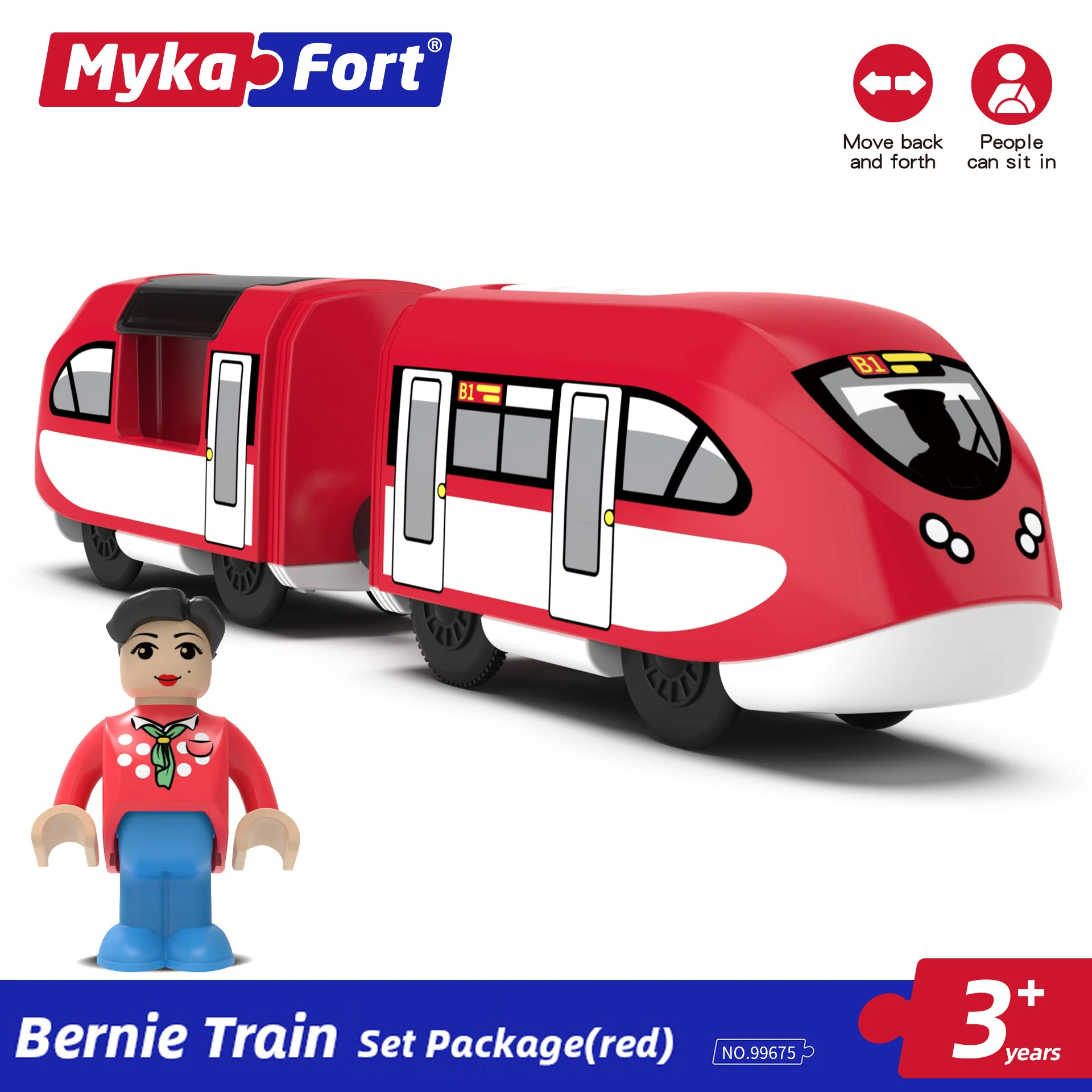 Magnetic Electric Bernie Red Train Set Package Compatible Toy Car Wood Track Children's Car Electric Train Educational Track Toy