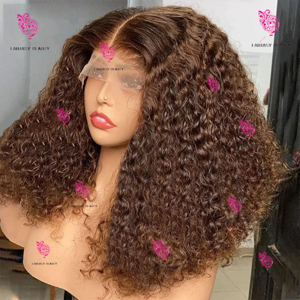 Wigs human hair brown Afro kinky curly convenient and comfortable glueless women's wig 100% human hair HD full lace wig