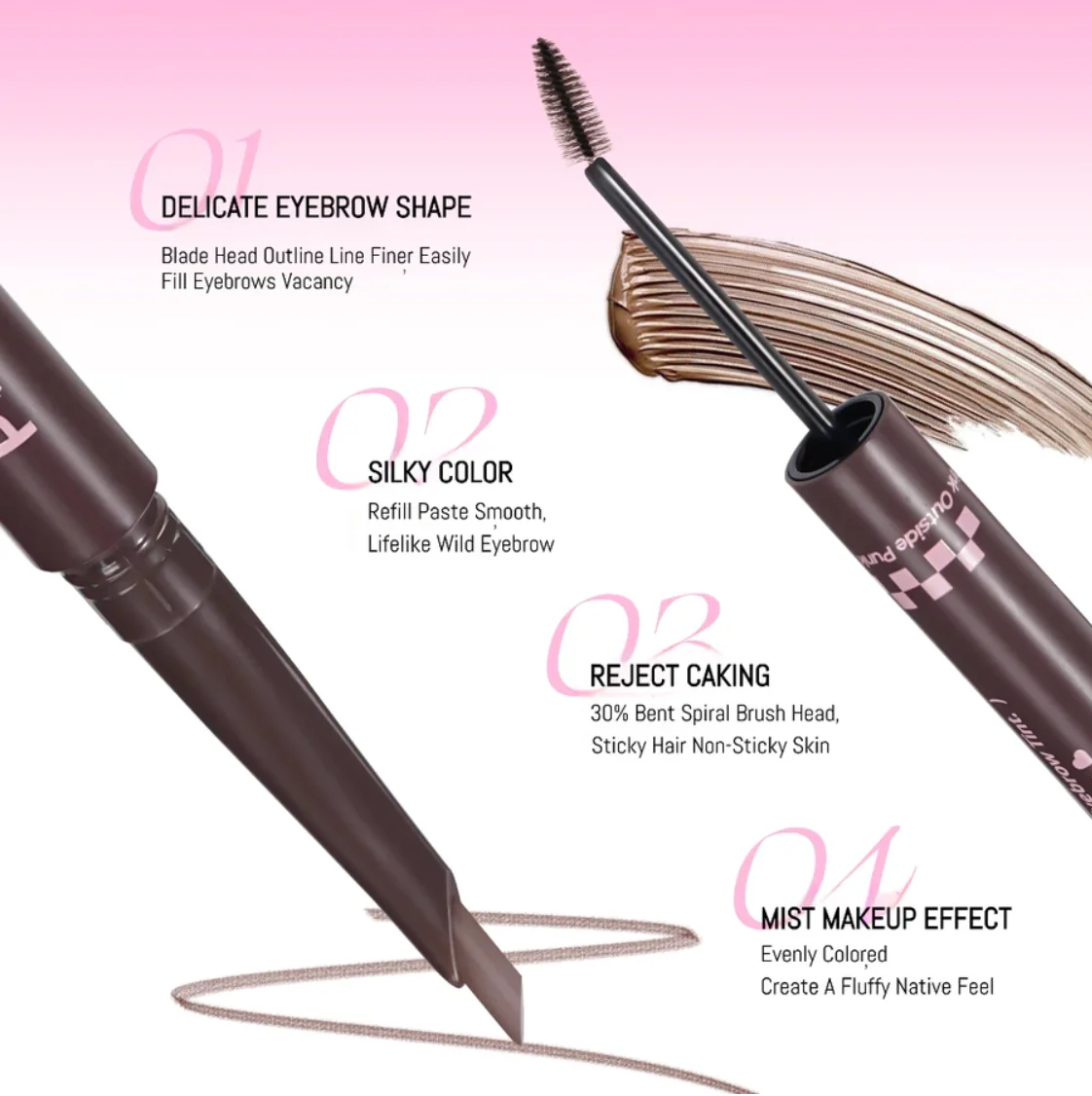 Arrebol EYEBROW رأس مزدوج - لون طبيعي للحواجب البرية، تعريف الجذر إلى الجذر، ثلاثي الأبعاد مقاوم للماء والعرق، طوال اليوم، يدوم طويلاً