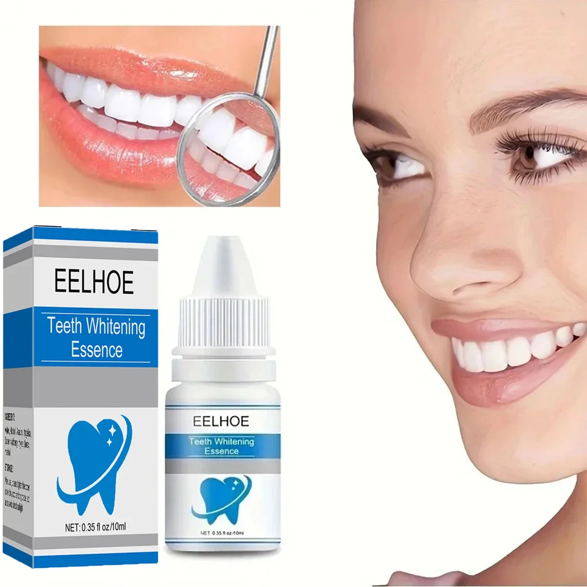 EELHOE Teeth Whitening Essence Cleans Oral Care Hygiene Remove Plaque Removes Odor Fresh Breath Strengthens Tooth Enamel 10ml