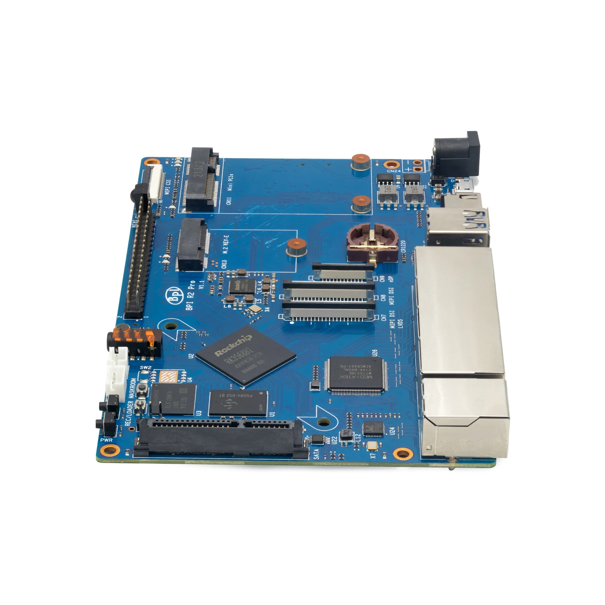 Imagem -04 - Banana pi Bpi-r2 Pro e Caixa de Metal Fonte de Alimentação Quad-core Arm Cortex-a55 Cpu 2g Lpddr4 Sdram Opensource Roteador Placa Demo