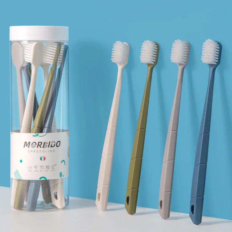 

8 Pcs Toothbrushes,Wide-Head with Dense Soft Bristles,Non-Slip Handle with Hook Design,Suitable for Couples,Children & Families