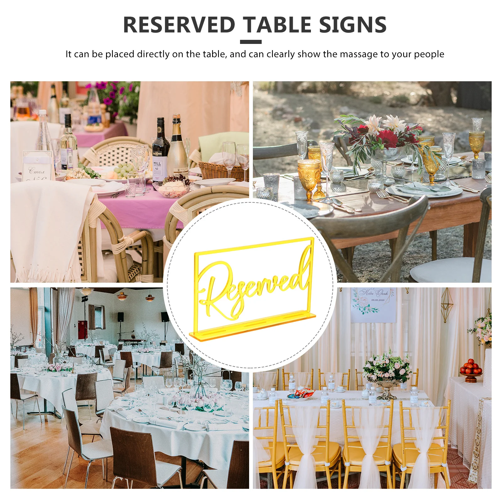 

6 Pcs Wedding Signboard Signs Reserved Seating Hotel Table Business Party Decor Acrylic Banquets