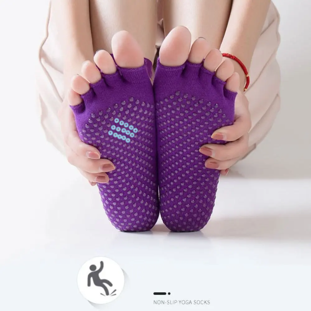 

Simple Lace-up Five Fingers Socks Dot Glue Anti-Slip Pilates Socks Women Fitness Hosiery Toe Yoga Socks Girls