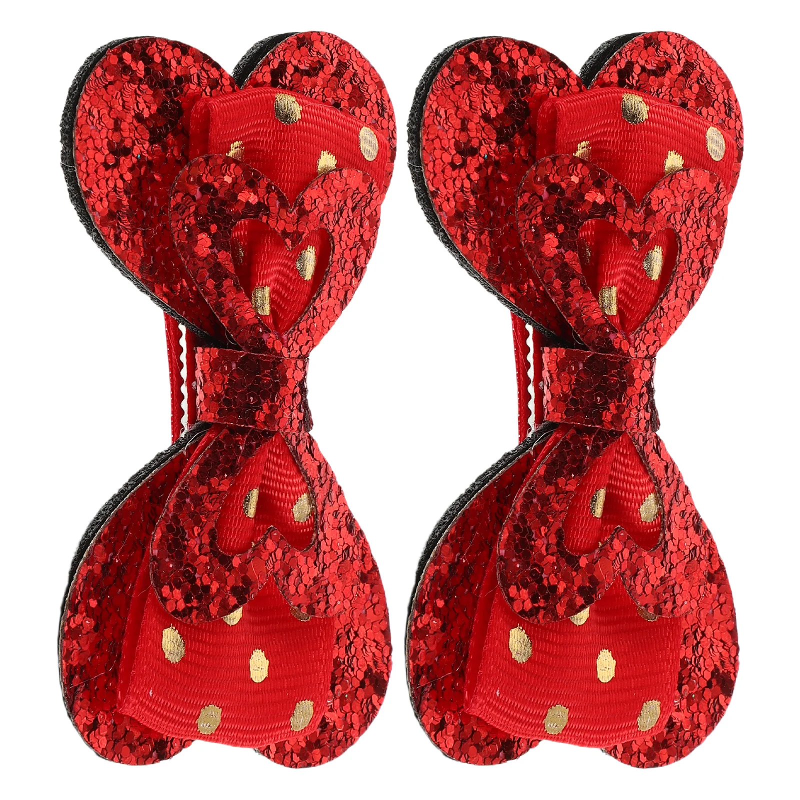 

2Pcs Red Sparkle Bow Hair Clips Heart Shaped Valentines Day Party Accessories Red Glitter Bow Big Bows for