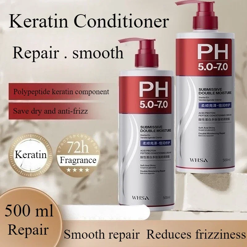 500ml Acid Keratin Peptide Hair Mask - Split End Rescue Frizz Control Smooth Strands Breakage Defense Strong Hair Repair Formula