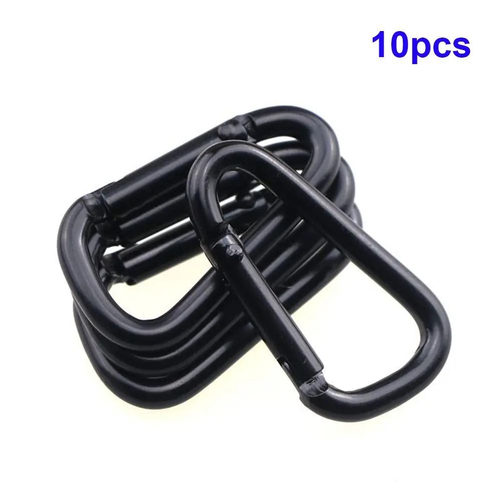 Outdoor 10pcs Black Backpack D-Shaped Key ring Hanging Buckle Keychain Hook Carabiner