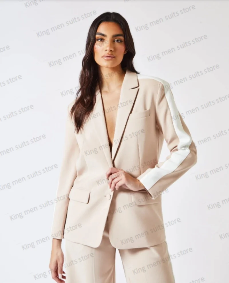 Traje de esmoquin para mujer, chaqueta y pantalones hechos a medida, conjunto de chaqueta de 2 piezas, rosa y blanco, vestido Formal de negocios para graduación, abrigo de boda