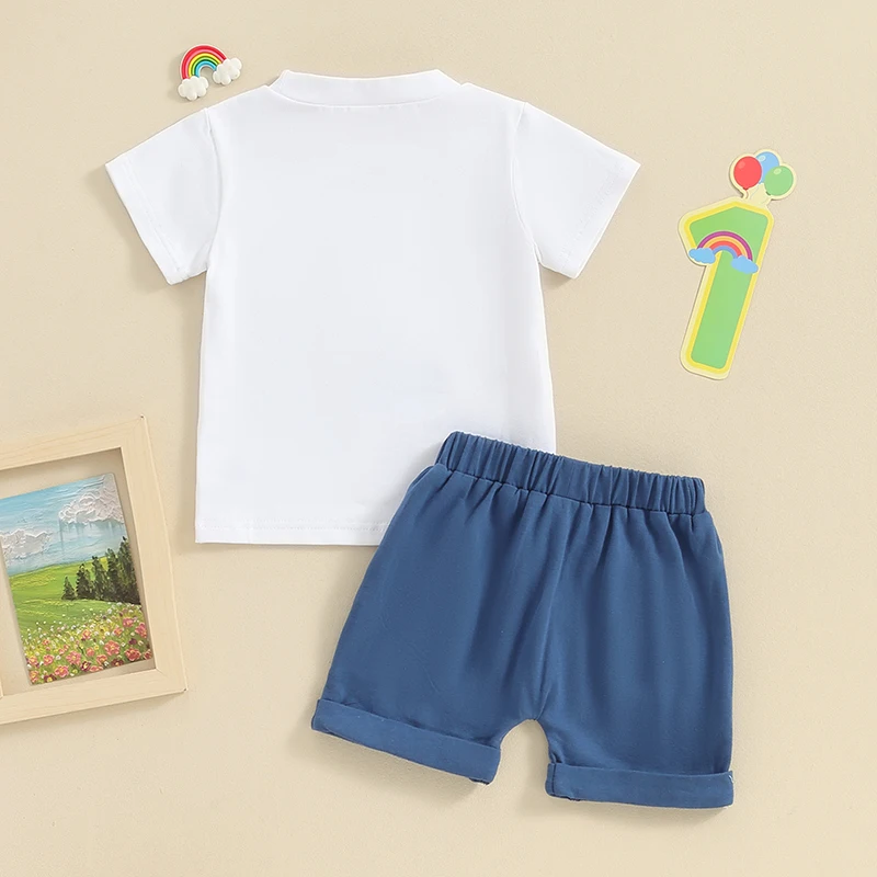 

Toddler Baby Boys Girls First Birthday Outfit Golf Theme T-shirt and Shorts Set 1st Cake Smach Clothes