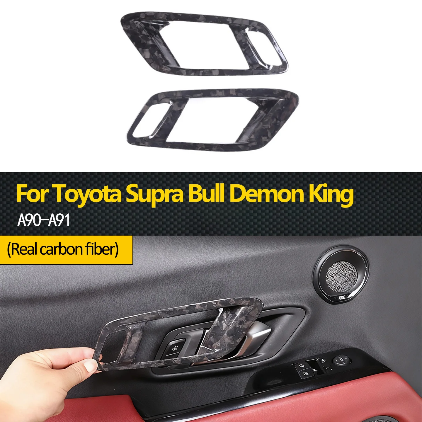 

Applicable to Toyota Supra Demon King A90 A91 2019-2023 control panel window glass lift stickers real carbon fiber
