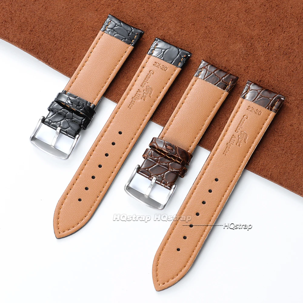 Unisex-Uhrenarmband aus Leder mit Krokodilmuster für Smartwatch-Armband, 12 mm, 14 mm, 16 mm, 18 mm, 19 mm, 20 mm, 22 mm, schwarz-braunes Armband – Detail 7