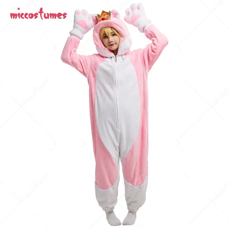 Пижама для женщин Odel Miccostumes персикового цвета, розовая кошка, взрослый комбинезон, домашняя одежда, кигуруми, с капюшоном, костюм для отдыха Пижама для женщин Odel Miccostumes персикового цвета, розовая кошка, взрослый комбинезон, домашняя одежда, кигуруми, с капюшоном, костюм для отдыха