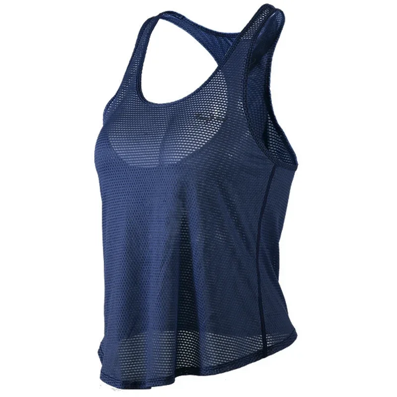 Women Summer Running Vest Sleeveless Quick Dry Breathable I Style Sport T-shirt Thin Yoga Fitness Top Mesh Solid Color