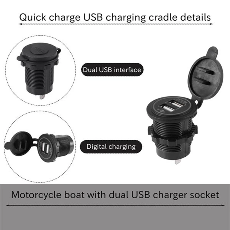 5V 4.8A Dual Usb Charger Socket Adapter Power Socket For 12V 24V Car Ship Rv