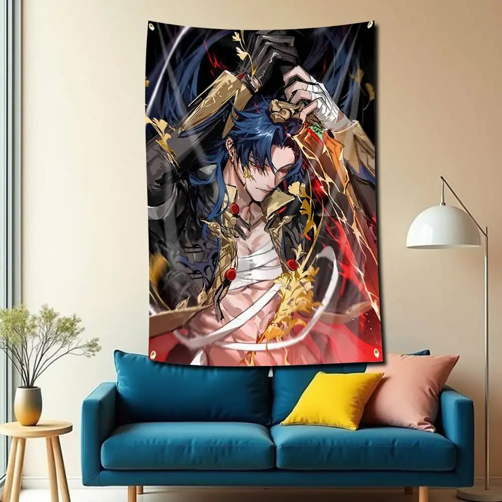 Game HSR Mortenax B-Blade Flag Tapestry Banner for Bedroom Living Room Outdoor Camping Custom