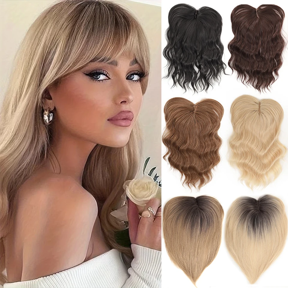 Eight character bangs, synthetic fiber replacement patch fluffy top replacement block suitable for women's daily use and wearing