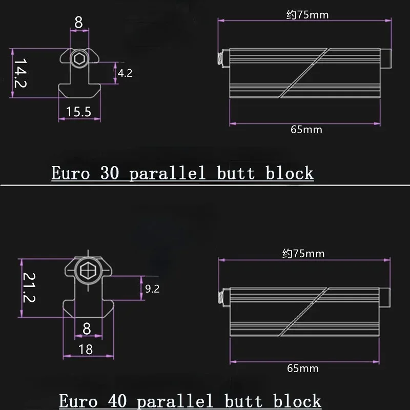 European Standard Aluminum Profile One-Line Connector Parallel Clamping Head 2020  3030 Docking Fixed Block Built-in Connector
