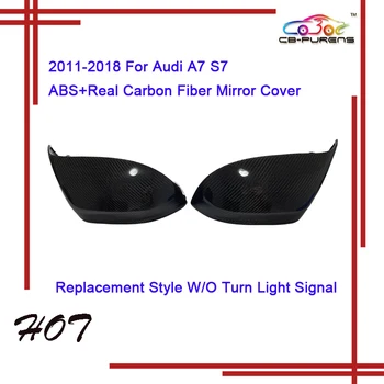 2011-2018 Do Audi A7 S7 Osłony lusterek ABS + Prawdziwe włókno węglowe, styl zamienny, z/bez otworu na czujnik martwego pola