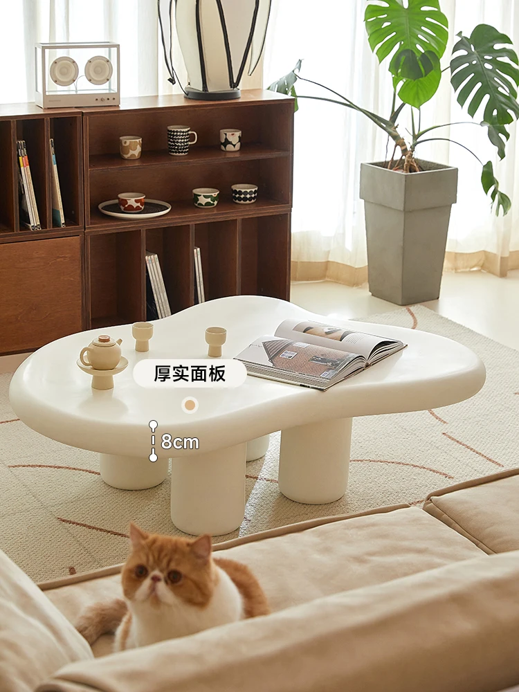 Tea table, Nordic family living room, quiet wind network, red cream style, simple modern small unit