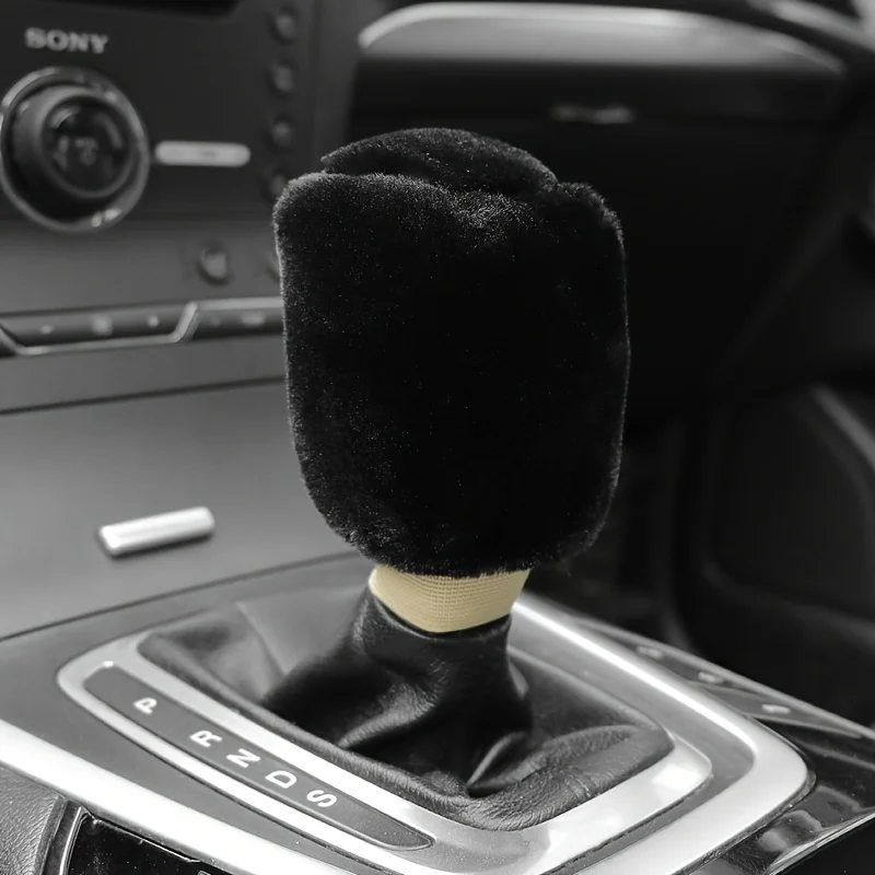 

1pc Soft Plush Fleece Universal Fit Car Gear Shift Knob Cover ，Chemical Fiber Material Manual Shifter Dust Cover Accessory.