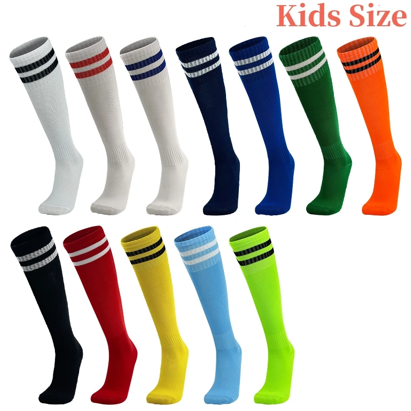 Children Kids Soccer Socks Sports Non Slip Long Tube Football Stocking Basketball Breathable Knee Over Stripe Boy Girl Socks