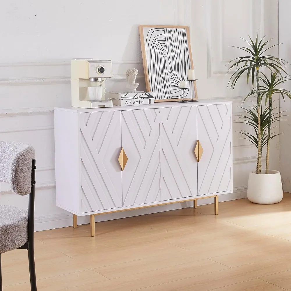 

Sideboard Buffet Cabinets with Storage, 47.2 Modern Storage Cabinets with Relief Doors, Accent Cabinets with Adjustable Shelves,