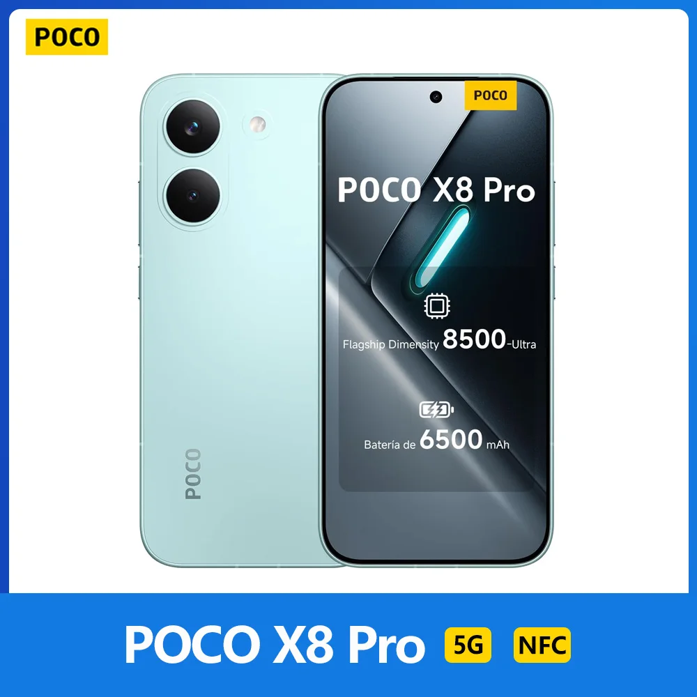 POCO X8 Pro 5G 256GB/512GB EEA Version NFC, Dimensity 8500-Ultra, 6.59 inches, 120 Hz, 50 MP Camera, 6500 mAh, IP68