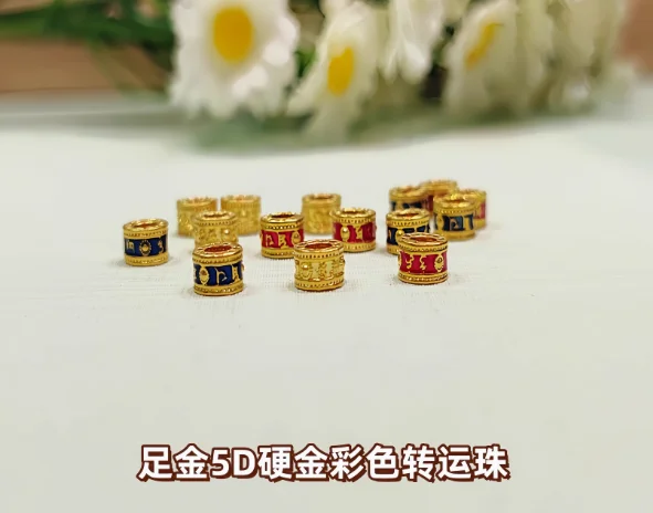 

new arrival 24k pure gold buddha charms 999 real gold stoppers loose beads 3.4mm hole