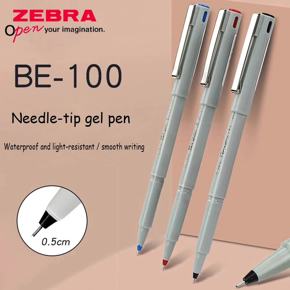 

2 шт., японские гелевые ручки ZEBRA BE-100, классическая студенческая ручка, водонепроницаемая быстросохнущая игольная головка, офисные канцелярские принадлежности для письма с подписью