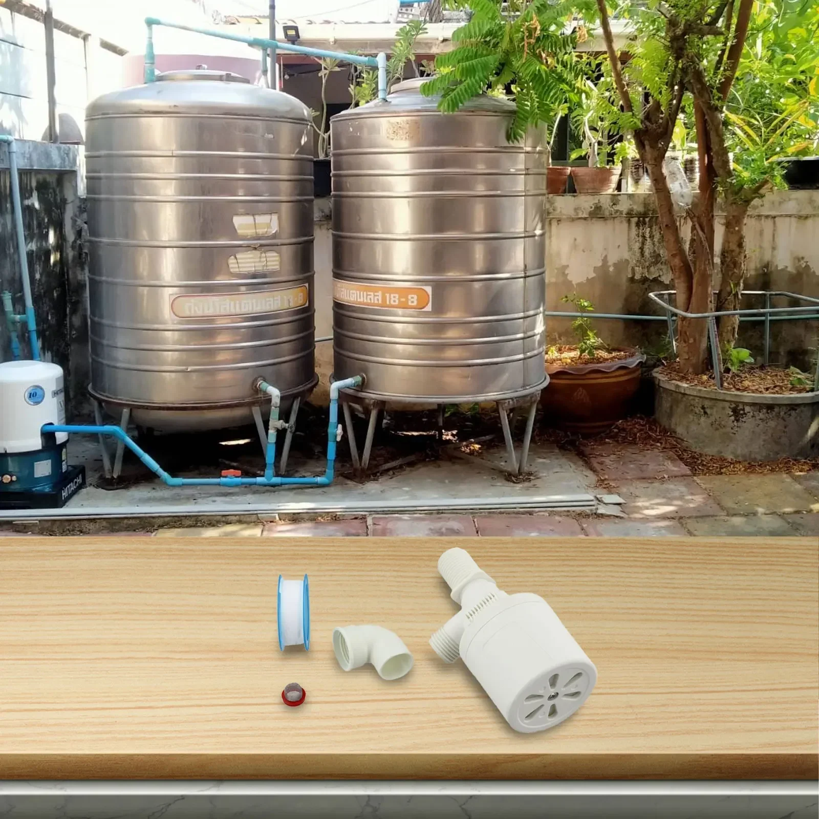 Automatic Water Level Control Float Valve for Tanks and Hydroponics Nylon PA66 with Stainless Steel Components