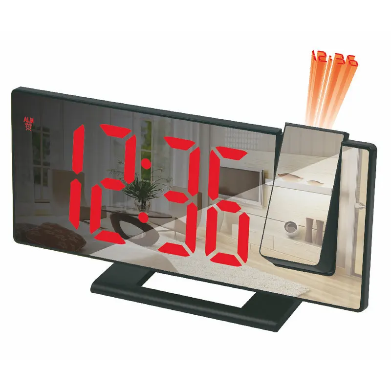 Mirror multifunctional projection alarm clock Intelligent luminous clock Bedroom large screen digital clock wall projection alar