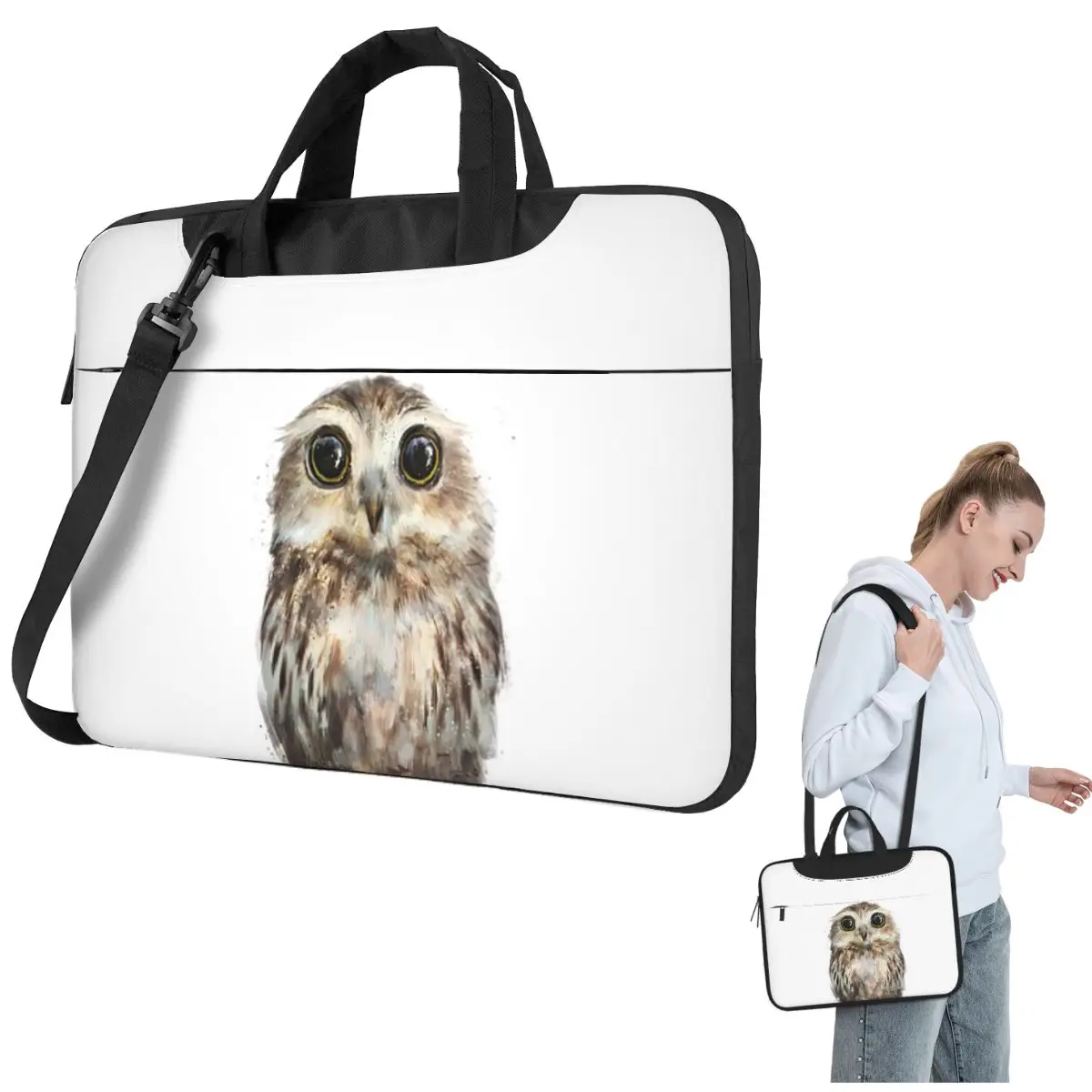 

Little Owl Crossbody Laptop Bag Case Computer Bag 13 14 15.6 Inch Notebook Pouch for Macbook Pro